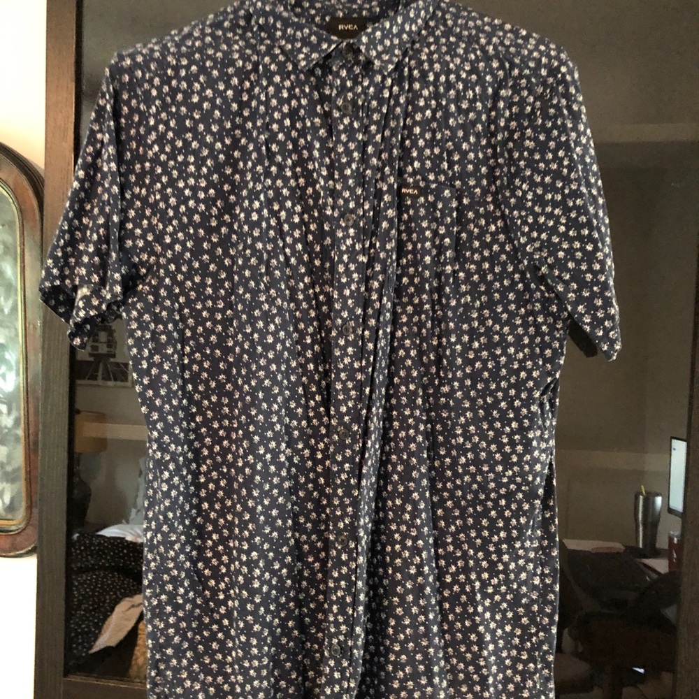 RVCA Men's Blue Floral Shirt